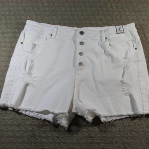 NWT Time & Tru Size 20 White 4" Inseam High Rise Button Fly Shorts